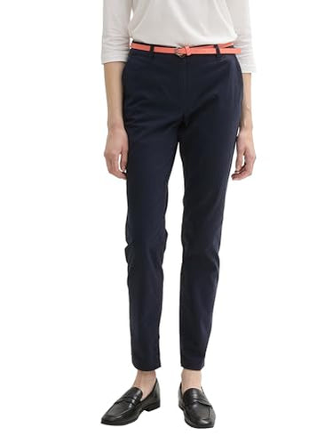 TOM TAILOR Damen 1016542 Slim Chino Mit Gürtel, 10668 - Sky Captain Blue, 34W / 30L EU im Sale